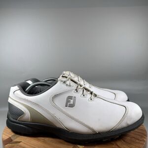 Footjoy‎ FJ Golf Shoes Men's Size 12M Cleats 58035 White Silver Sport LT Leather
